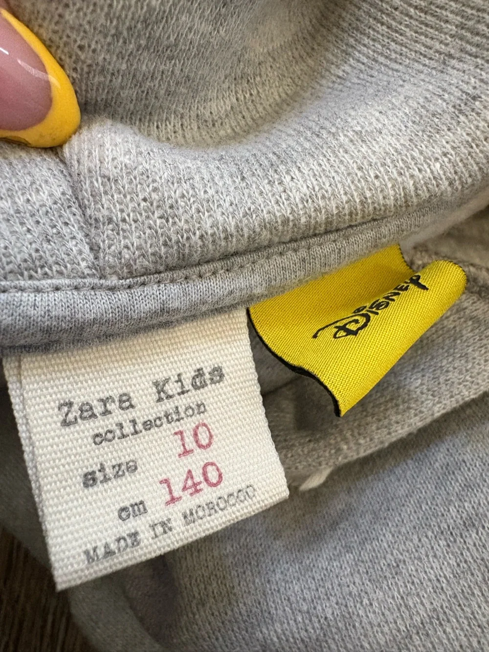 Zara Disney Grey Hoodie Dress with Mickey Graphic and Red Stripes